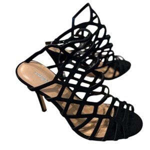 Express Womens Black Strappy High Stiletto Heel Sandals Size 8